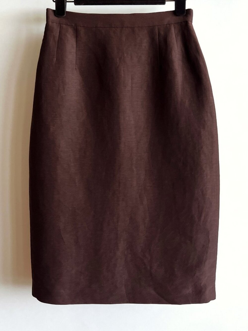 Laurel by ESCADA Linen Silk Brown Pencil Skirt Vintage, DE Size 34 (US 4)